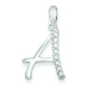 CZ Initial A Pendant in Sterling Silver