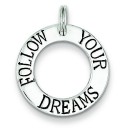 Follow Your Dreams Circle Charm in Sterling Silver