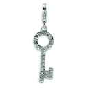 Top CZ Key Lobster Clasp Charm in Sterling Silver