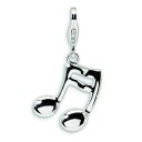 Back Musical Note Lobster Clasp Charm in Sterling Silver