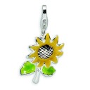 Sunflower Lobster Clasp Charm in Sterling Silver
