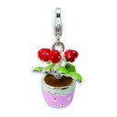 Flowers In Pot Lobster Clasp Charm in Sterling Silver