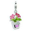 Potted Flowers Lobster Clasp Charm in Sterling Silver