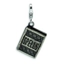 Antiqued Spells Book Lobster Clasp Charm in Sterling Silver