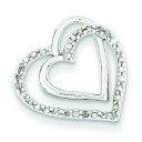 Diamond Double Hearts Pendant in Sterling Silver 