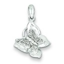 Diamond Butterfly Pendant in Sterling Silver 