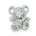 Diamond Teddy Bear Pendant in Sterling Silver 