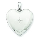Diamond Star Design Heart Locket in Sterling Silver 