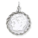 Engraveable Boy Disc Charm in Sterling Silver