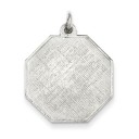 Engraveable Octagon Patterned Disc Charm in Sterling Silver