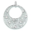 Cut Out Flowers CZ Circle Pendant in Sterling Silver