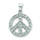 Clear CZ Peace Symbol Pendant in Sterling Silver