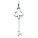 Clover Top Small Key Pendant in Sterling Silver