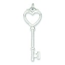 Open Heart Top Large Key Pendant in Sterling Silver