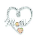 Pink Opal CZ Mom Pendant in Sterling Silver