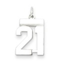 Small Number 21 in Sterling Silver