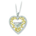 Grandma In Heart Necklace in Sterling Silver