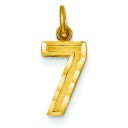 Small Diamond Cut Number 7 Charm in 14k Yellow Gold