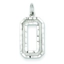 Large Diamond Cut Number 0 Charm in 14k White Gold