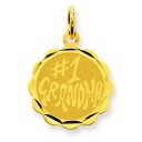 Number One Grandma Disc Charm in 14k Yellow Gold