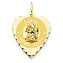 Happy Anniversary Bride Groom Heart Disc Charm in 14k Yellow Gold