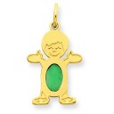 Boy Oval Genuine Emerald May in 14k Yellow Gold