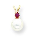 White Cultured Pearl Ct by Pendant in 14k Yellow Gold