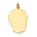 Plain Medium Facing Right Engraveable Boy Head Charm in 14k Yellow Gold