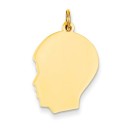Plain Medium Facing Left Engraveable Boy Head Charm in 14k Yellow Gold