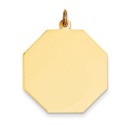 Plain Engraveable Octagonal Disc Charm in 14k Yellow Gold