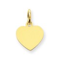 Plain Engraveable Heart Disc Charm in 14k Yellow Gold
