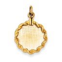 Patterned Circular Engraveable Disc Rope Charm in 14k Yellow Gold