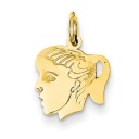 Girl Head Charm in 14k Yellow Gold