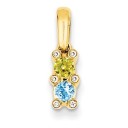 Family Jewelry Genuine Stone Diamond Set Pendant in 14k Yellow Gold 