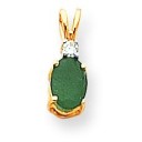 Diamond Emerald Pendant in 14k Yellow Gold