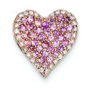 Diamond Pink Sapphire Vintage Heart Pendant in 14k Rose Gold 