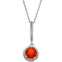 Mexican Fire Opal Diamond Pendant in 14k White Gold (0.2 Ct. tw.)