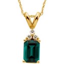 Emerald Diamond Pendant in 14k Yellow Gold