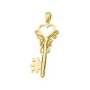 Key Heart Pendant in 14k Yellow Gold