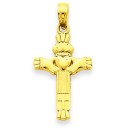 Claddagh Cross Charm in 14k Yellow Gold