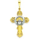 Claddagh Cross Pendant in 14k Two-tone Gold