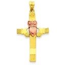 Claddagh Cross Pendant in 14k Rose Gold