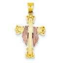 Draped Cross Pendant in 14k Two-tone Gold