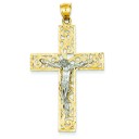Diamond Cut Crucifix in 14k Two-tone Gold