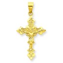 Satin Crucifix Pendant in 14k Yellow Gold