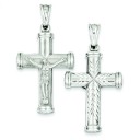 Rhodium Plated Latin Crucifix in Sterling Silver
