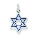 Blue Star of David Charm in Sterling Silver