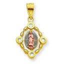 Small Our Lady Of Guadalupe Pendant in 10k Two-tone Gold