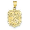 St Michael Medal Badge Pendant in 14k Yellow Gold