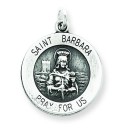 Antiqued St Barbara Medal in Sterling Silver
